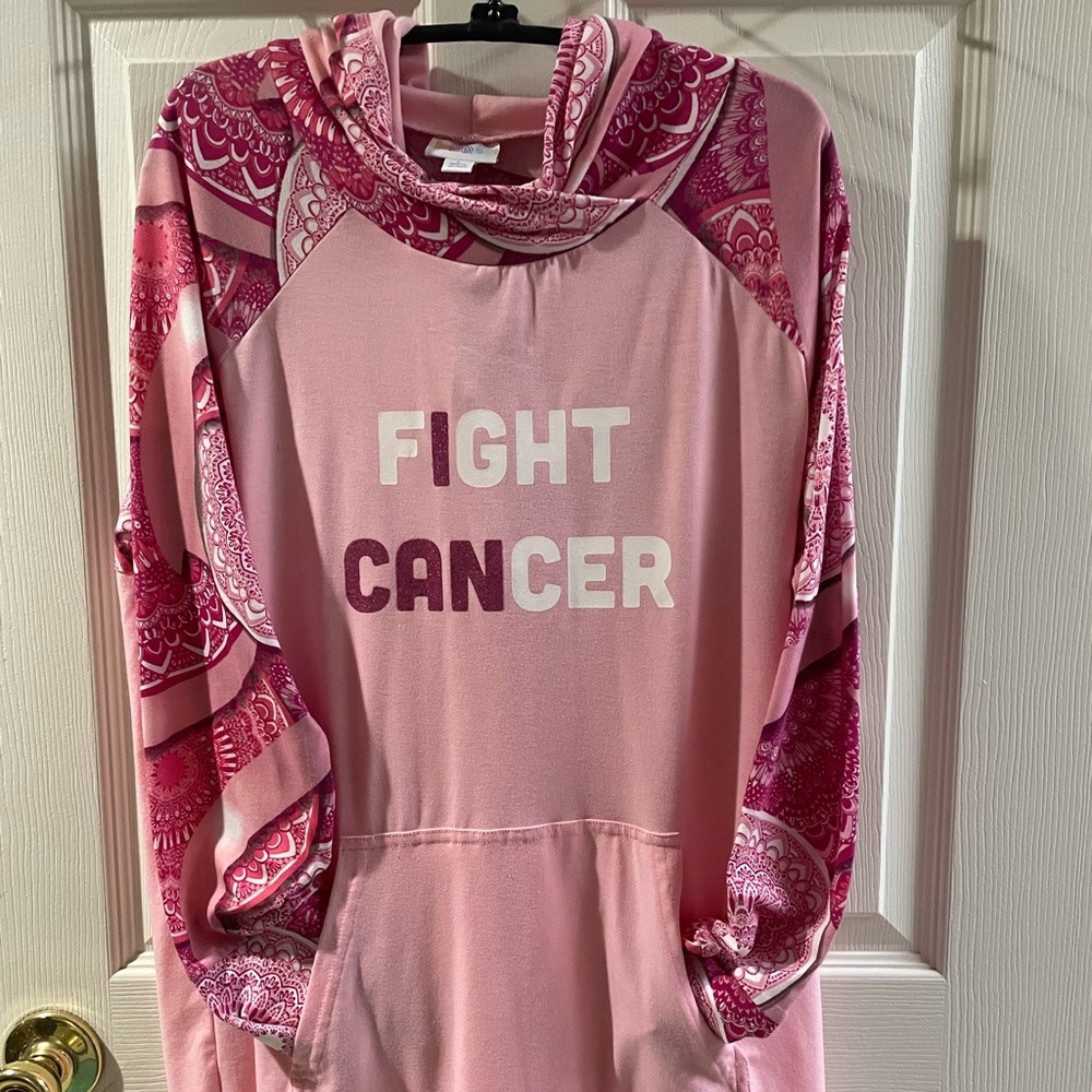 LuLaRoe Pink Hoodie with Paisley Accents